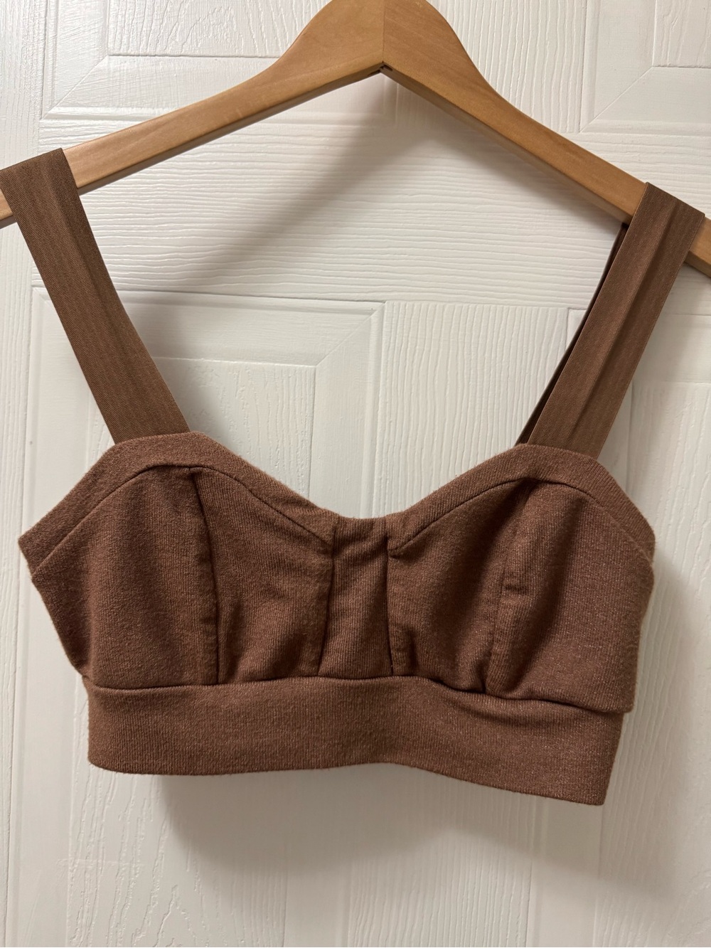 dolan Chocolate Brown Ribbed Crop Tank